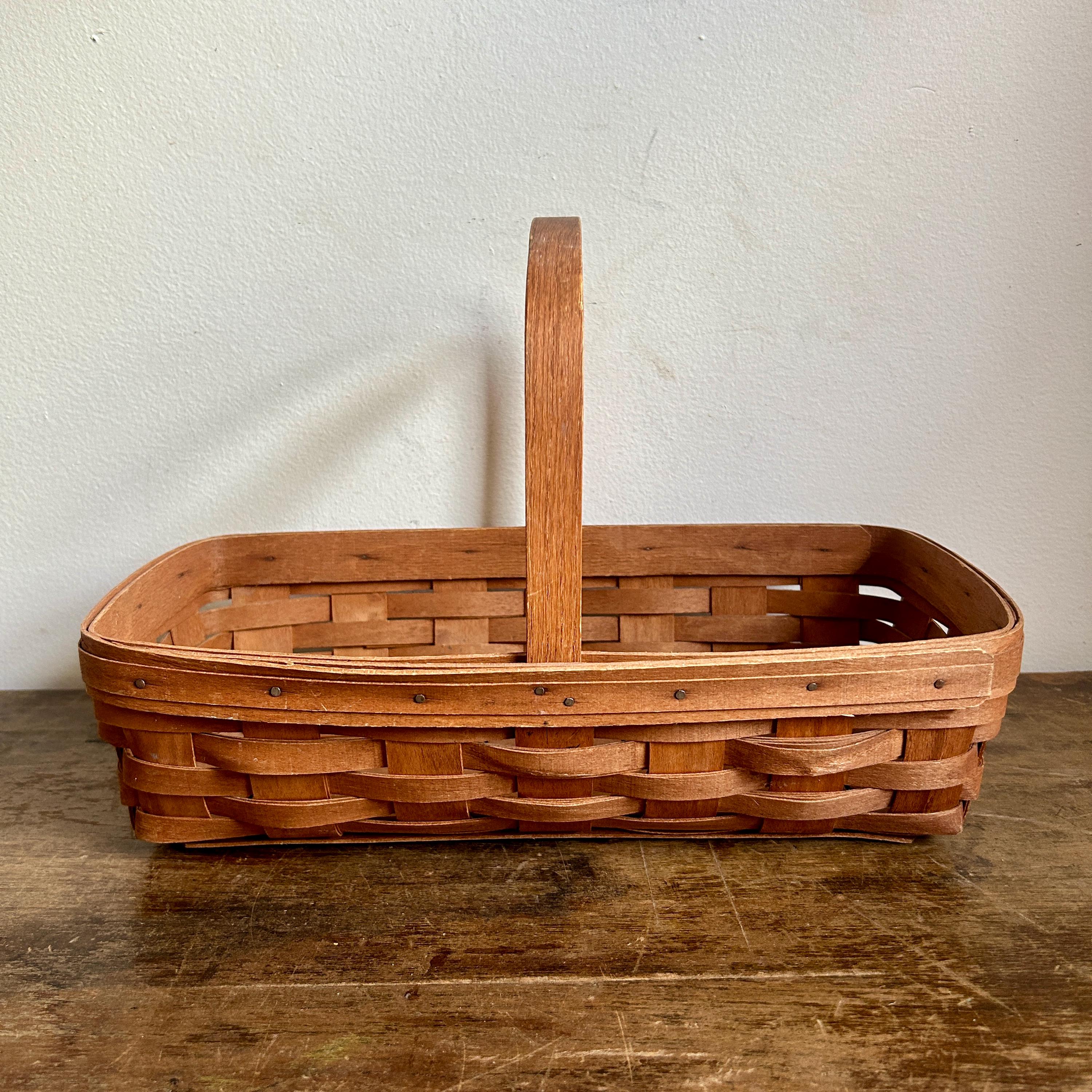 ヴィンテージ 1989 ロンガバーガー ハンドル付きバスケット サイン入り ヴィンテージ 1989 ロンガバーガー ハンドル付きバスケット サイン入り