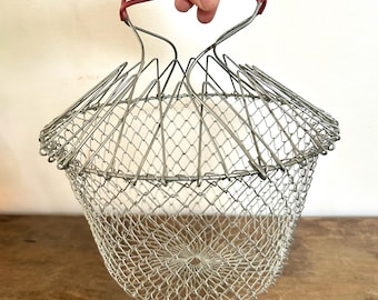 Vintage Wire Hanging Egg Basket | Cottagecore Farmhouse Storage Decor | Kitchen Decor