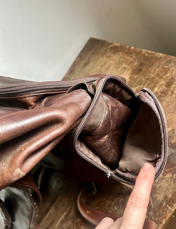 Vintage Norm Thompson Brown Leather Backpack | Distressed  display picture 2