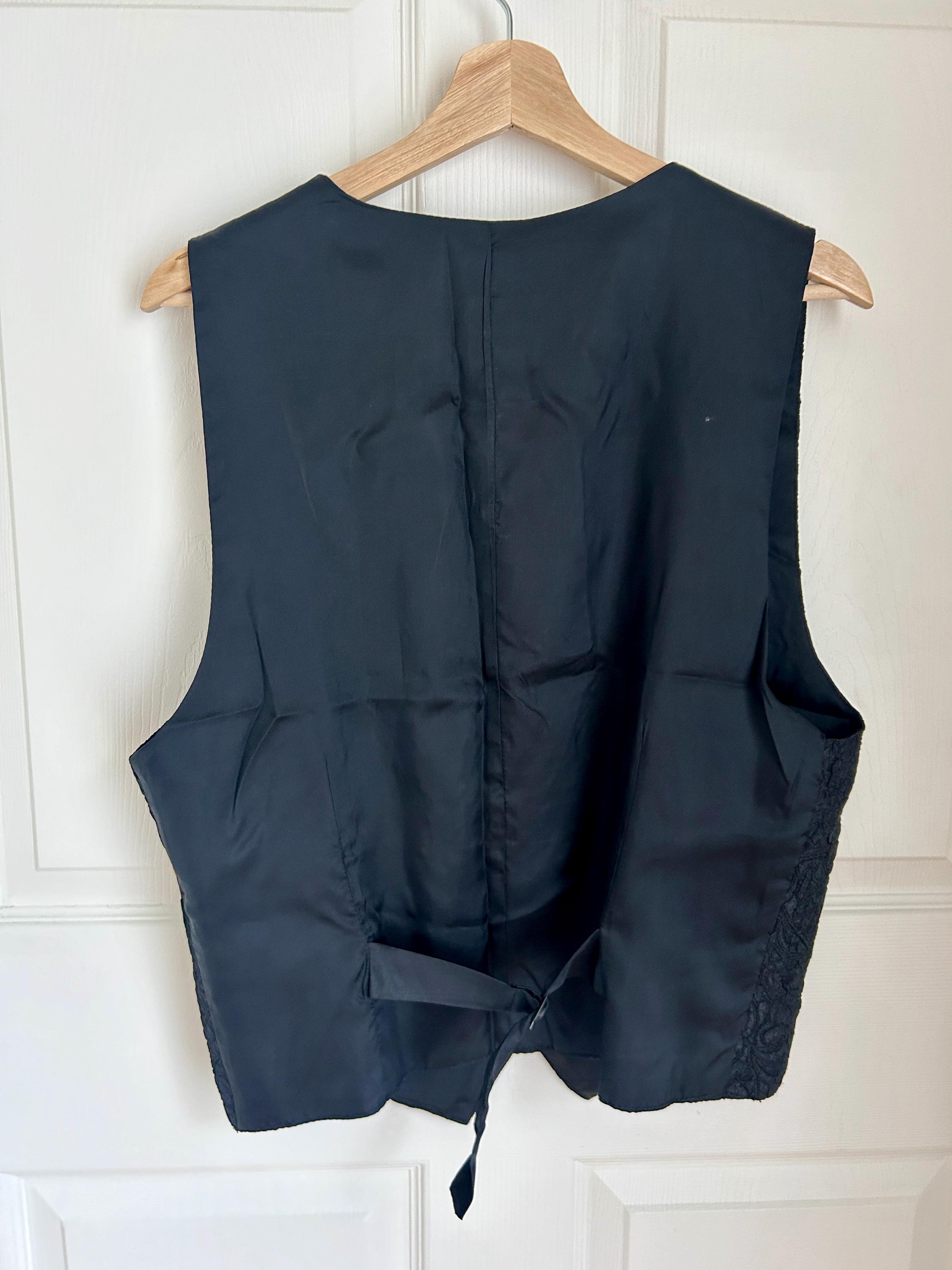 Vintage 90's Black Crinkle Women's Vest Women's Size Medium