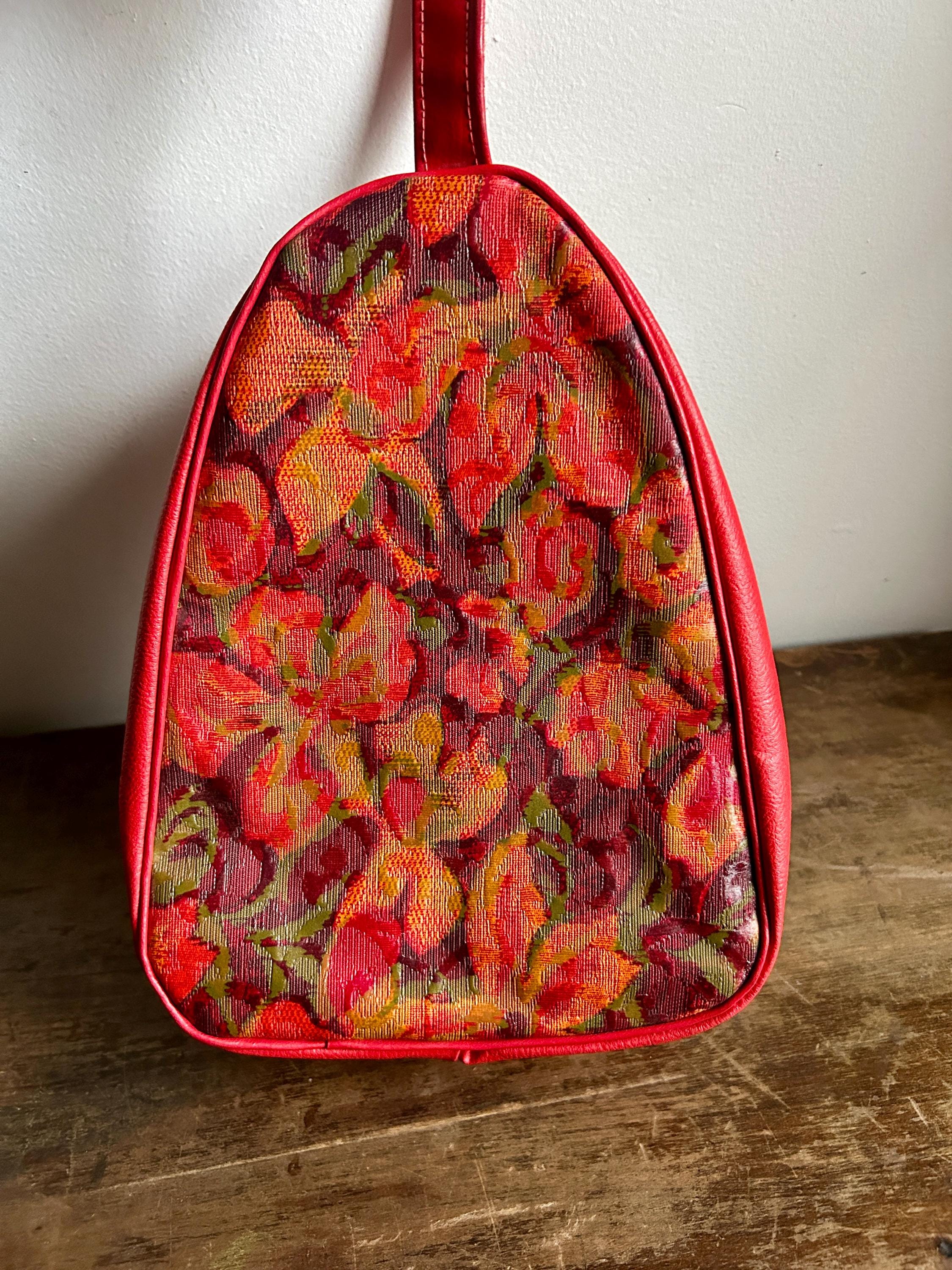 Vintage 70's Red and Floral Boho Handbag | Retro Style | Funky Handbag