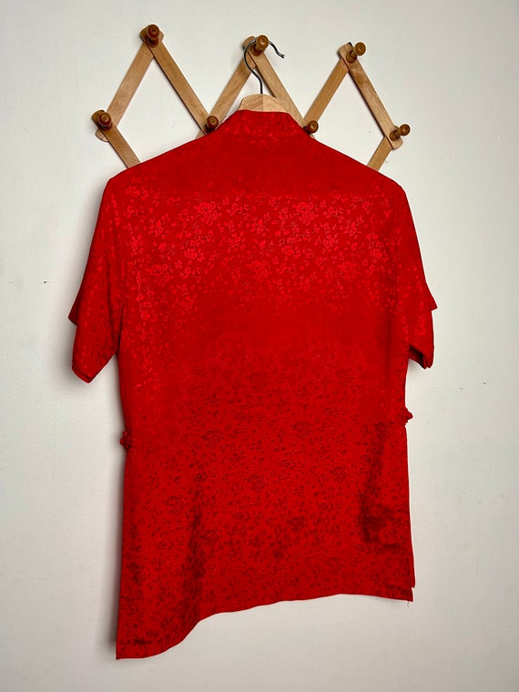 Vintage 90's Red Asian Tunic Sz L - image 7