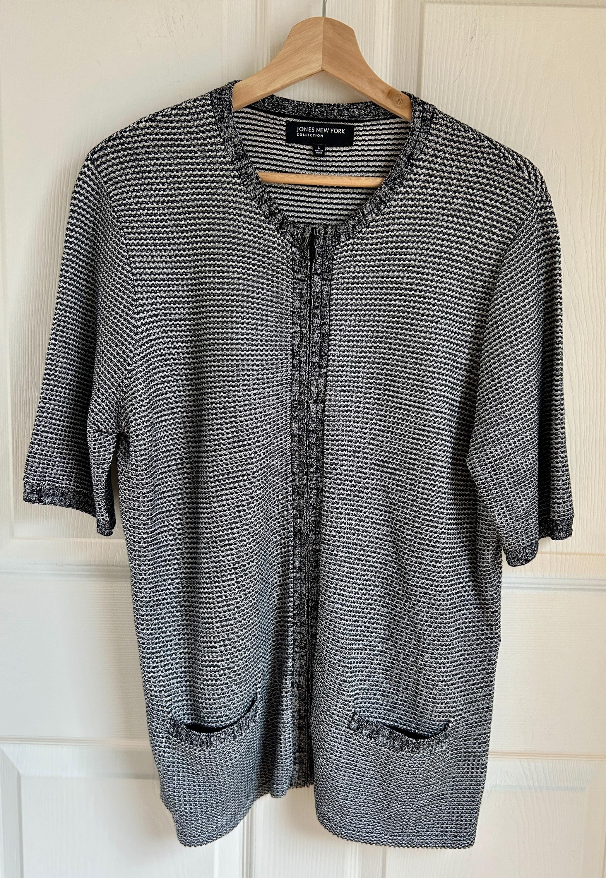 Vintage 90er Jahre Jones von New York Kurzarm Strickjacke mit