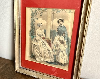 【アンティーク】額装品ヴィクトリア朝モード画 1888年額装エッチング、ロベレット・アーネスト・ロー作、ビクトリア朝