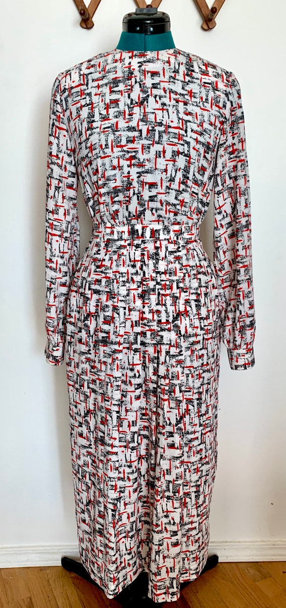 80's Abstract Print Blouse and Pleated skirt Set … - image 2