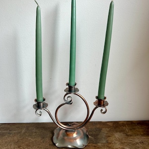 Gregorian Solid Copper Candelabra | Lovely Feminine Candelabra | Cottagecore Farmhouse Candleholders
