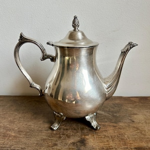 Vintage International Silver Co. Silver Plated Footed Teapot with Patina | Cottagecore | English Country Tea Ware