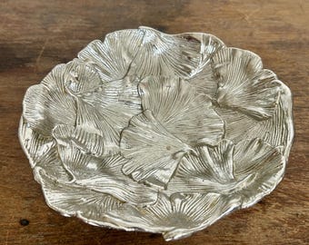 Tigela decorativa vintage Michael Aram Ginkgo Silver Nut