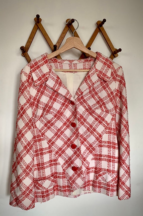 70’s White and Red Plaid Blazer - image 2