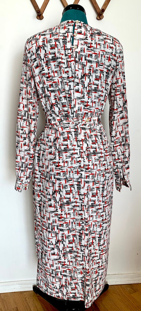 80's Abstract Print Blouse and Pleated skirt Set … - image 3