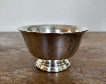 Vintage Silver Plated Pedestal Bowl | Petite Catch All Dish, Ring Holder