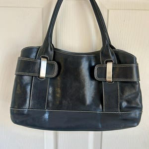 Vintage Black Leather Furla Shoulder Bag | Sleek Chic