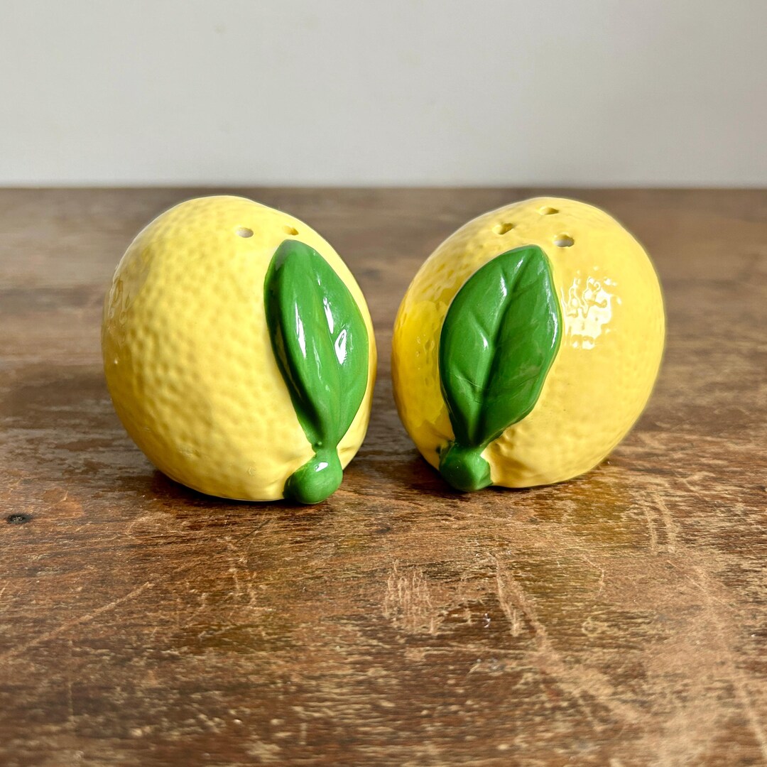 Vintage Ceramic Lemon Salt and Pepper Shakers, Set of 2