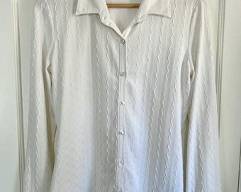 90s Dagger Collar White Long Sleeve Shirt Size Small – Vintage 90s Does 70s Disco Blouse