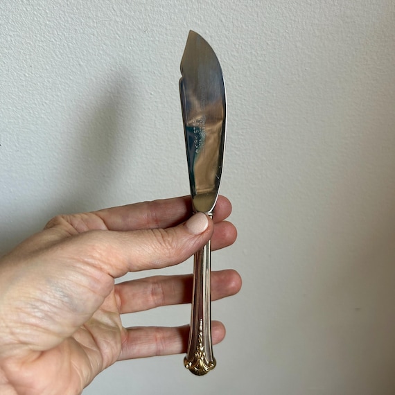 Vintage S Kirk & Son Sterling Silver Butter Knife | Gold Accent - Etsy