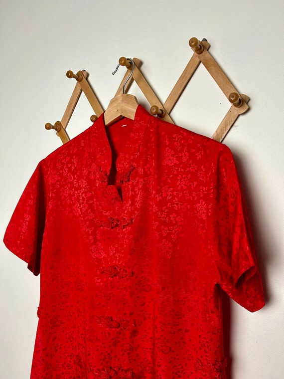 Vintage 90's Red Asian Tunic Sz L - image 1