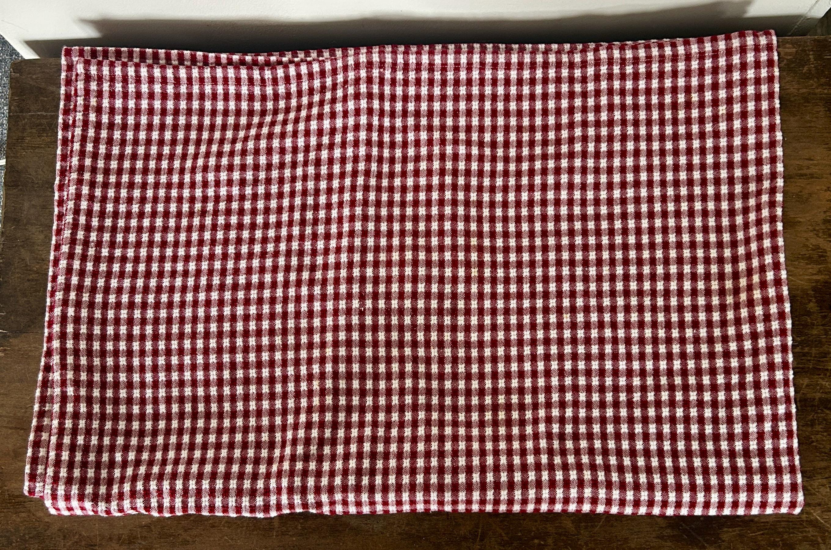Vintage Burgundy Gingham Tablecloth | Red Check Plaid Table Linen ...