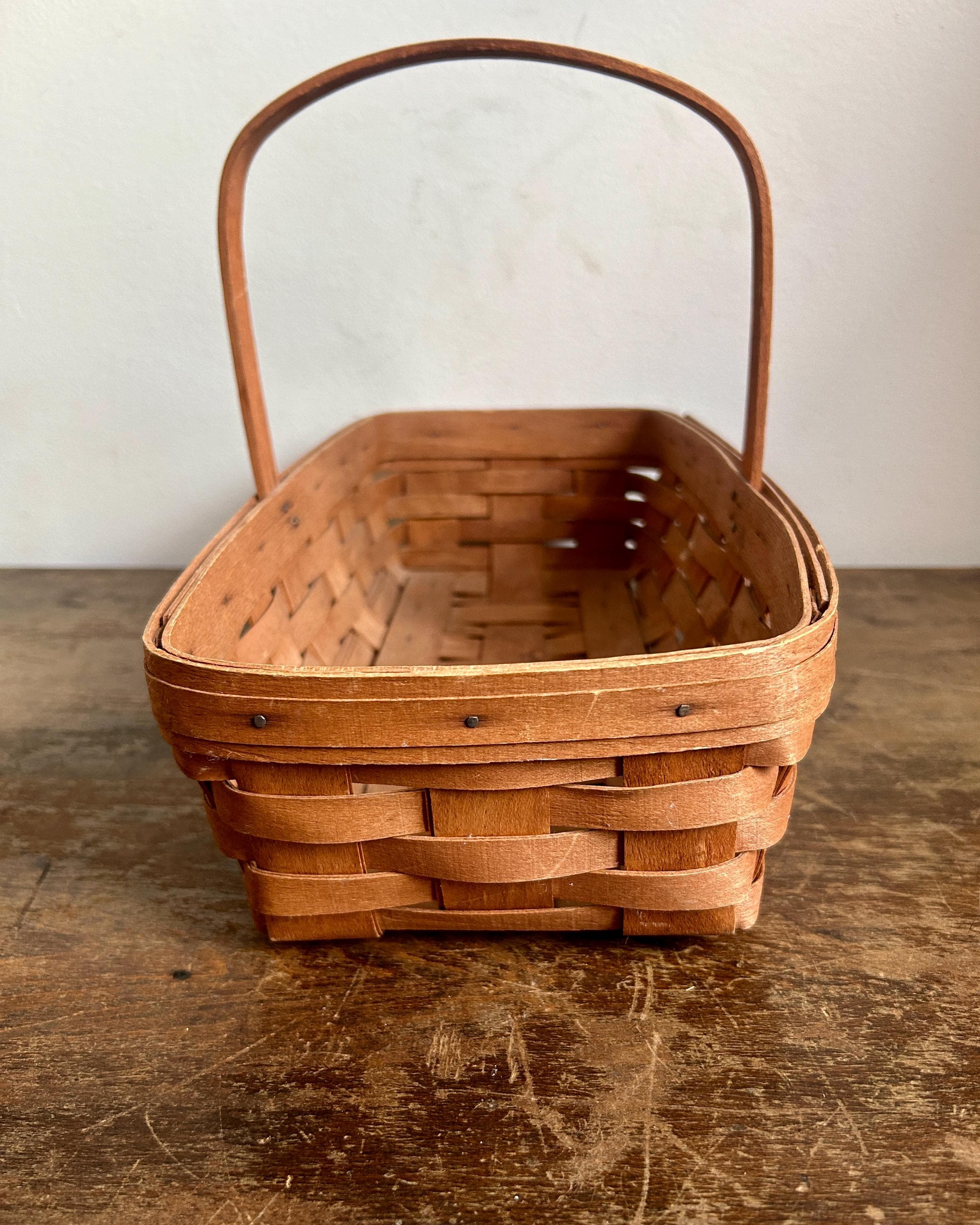 ヴィンテージ 1989 ロンガバーガー ハンドル付きバスケット サイン入り