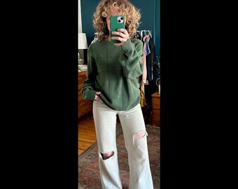 Vintage 90's Hunter Green Men's Sweater Size Large | 100% Cotton