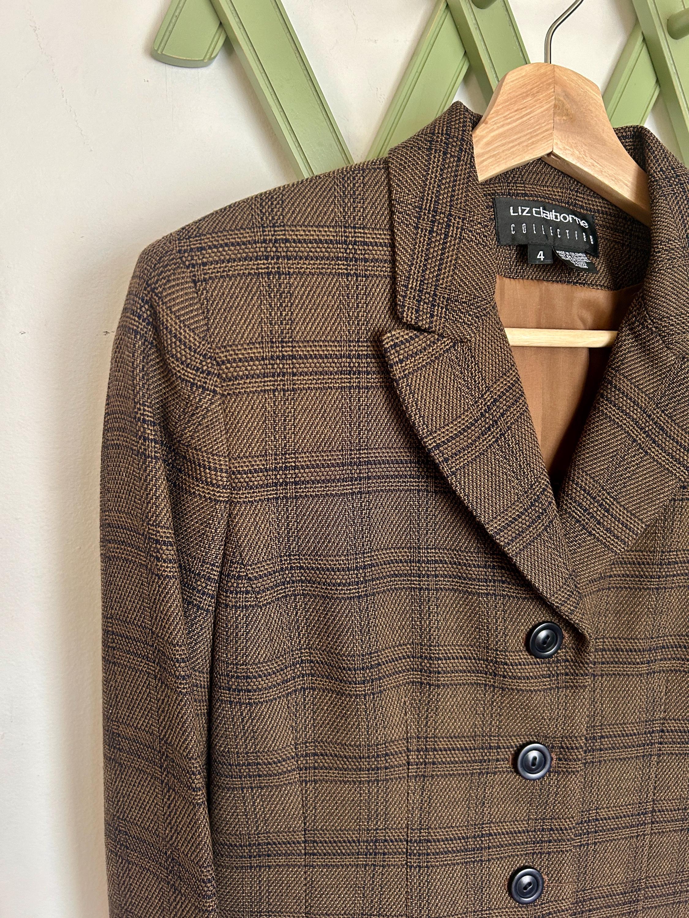 Deadstock Vintage 90's Women's Plaid Wool Blend Blazer Size