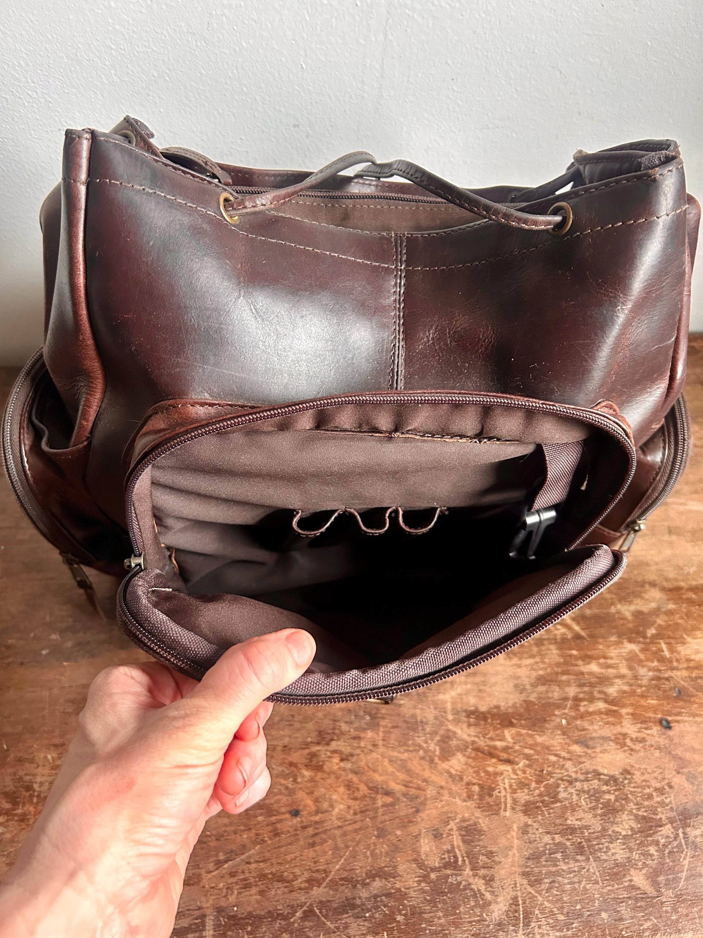 Vintage Norm Thompson Brown Leather Backpack | Distressed  display picture 2