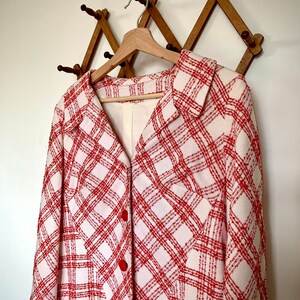 Vintage 70’s White and Red Plaid Blazer