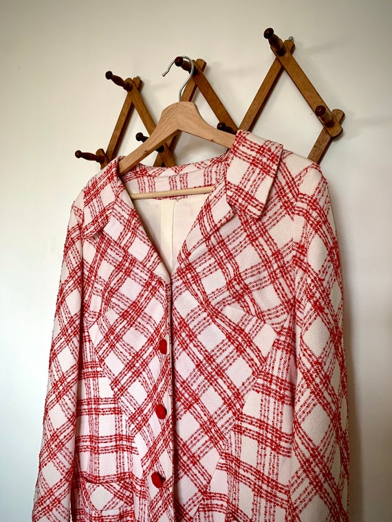 70’s White and Red Plaid Blazer - image 1