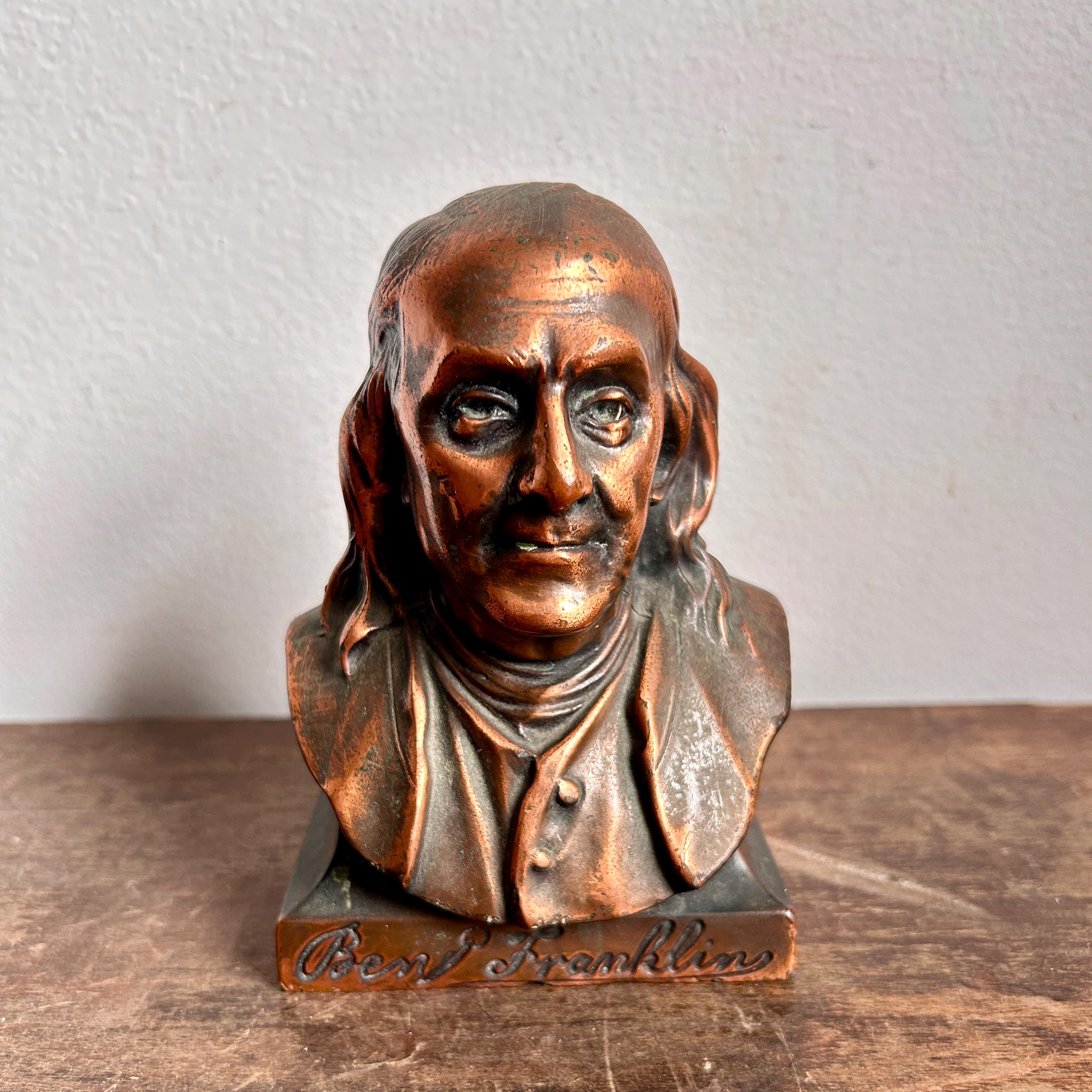 Vintage Cast Ben Franklin Bust Figurine | Copper Finish Bust - Etsy