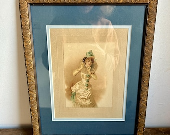 白いドレスを着た優雅な女性 ポール・セザール・ヘリュー (1859-1927