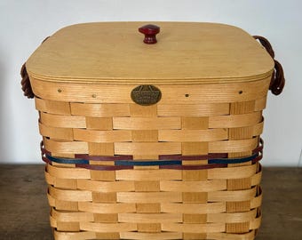 Hawkeye Picnic Basket, Square Basket W/ Metal Handles and Inserts
