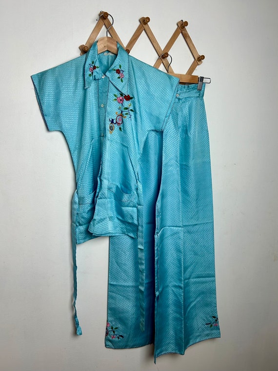Vintage Asian Style Embroidered Pajama Set