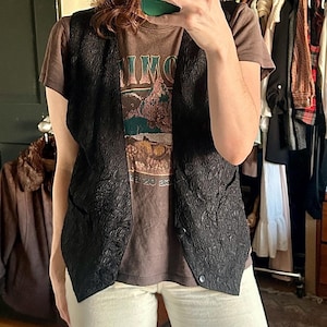 Vintage 90's Black Crinkle Women's Vest Women's Size Medium | 90's
