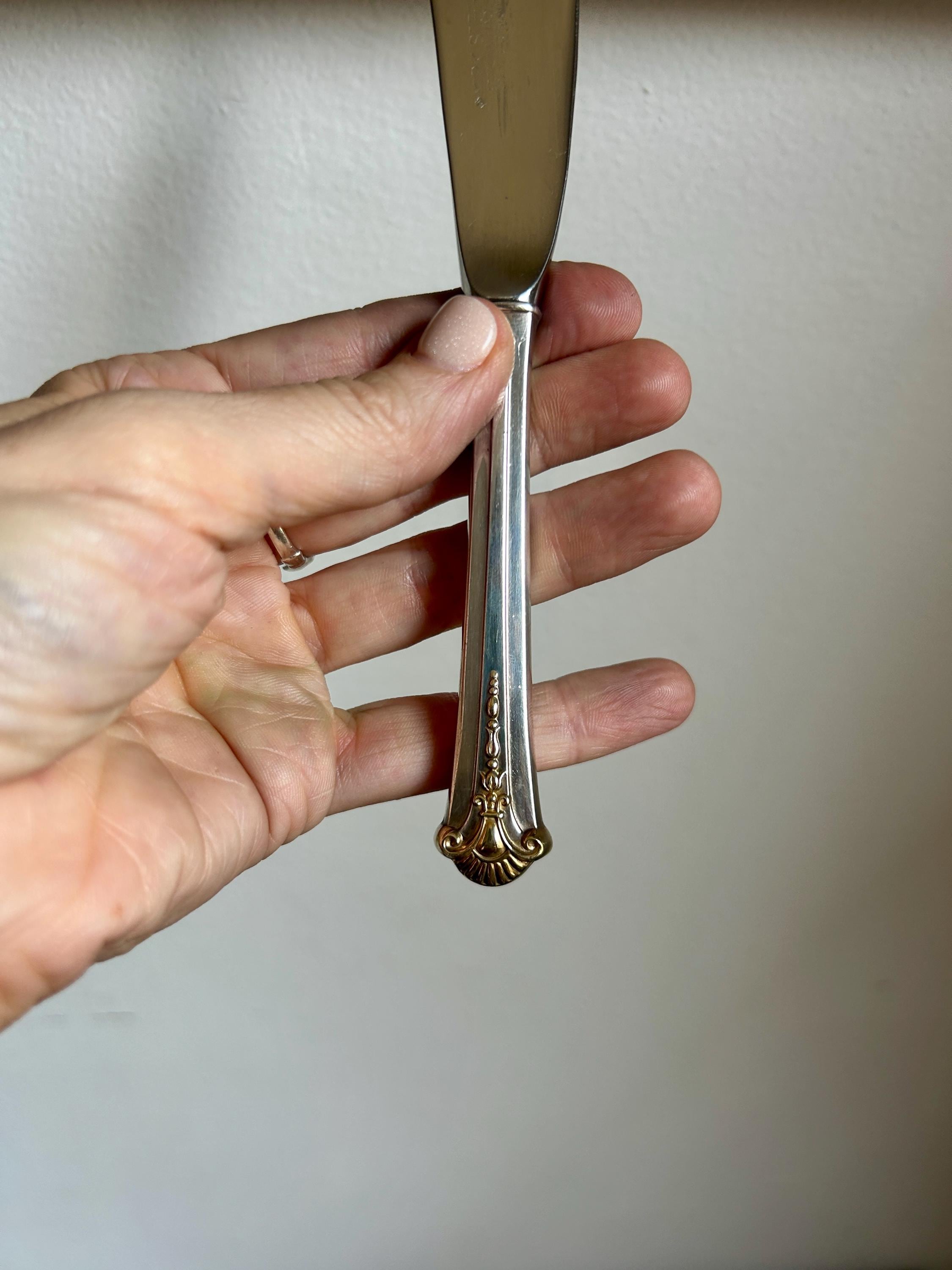 Vintage S Kirk & Son Sterling Silver Butter Knife | Gold Accent - Etsy