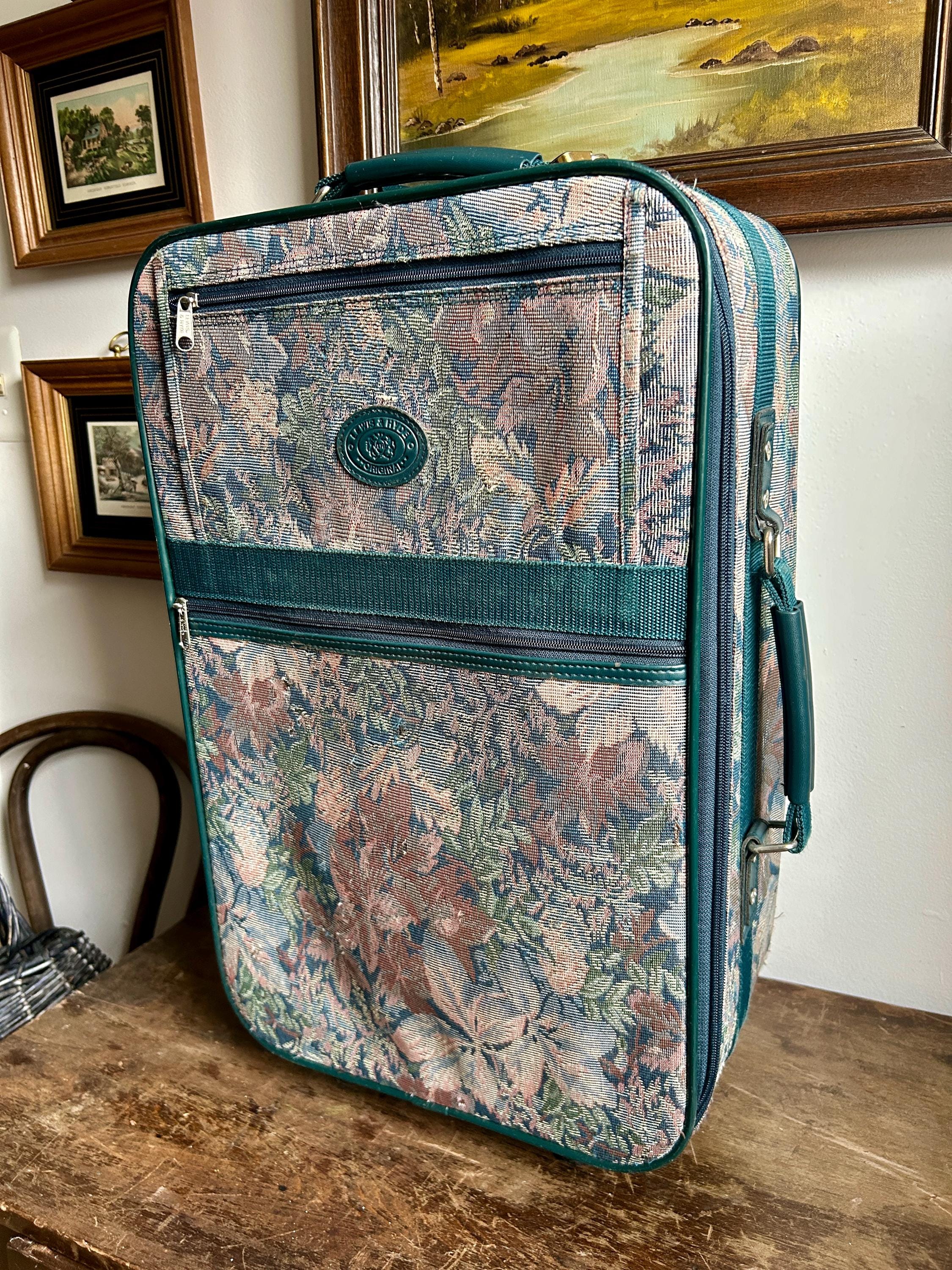 Vintage 90's Tapestry Carry on Luggage | 90's Floral Roller Bag