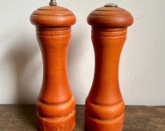 Moulin à poivre et salière en bois vintage | Cuisine de la ferme Cottagecore