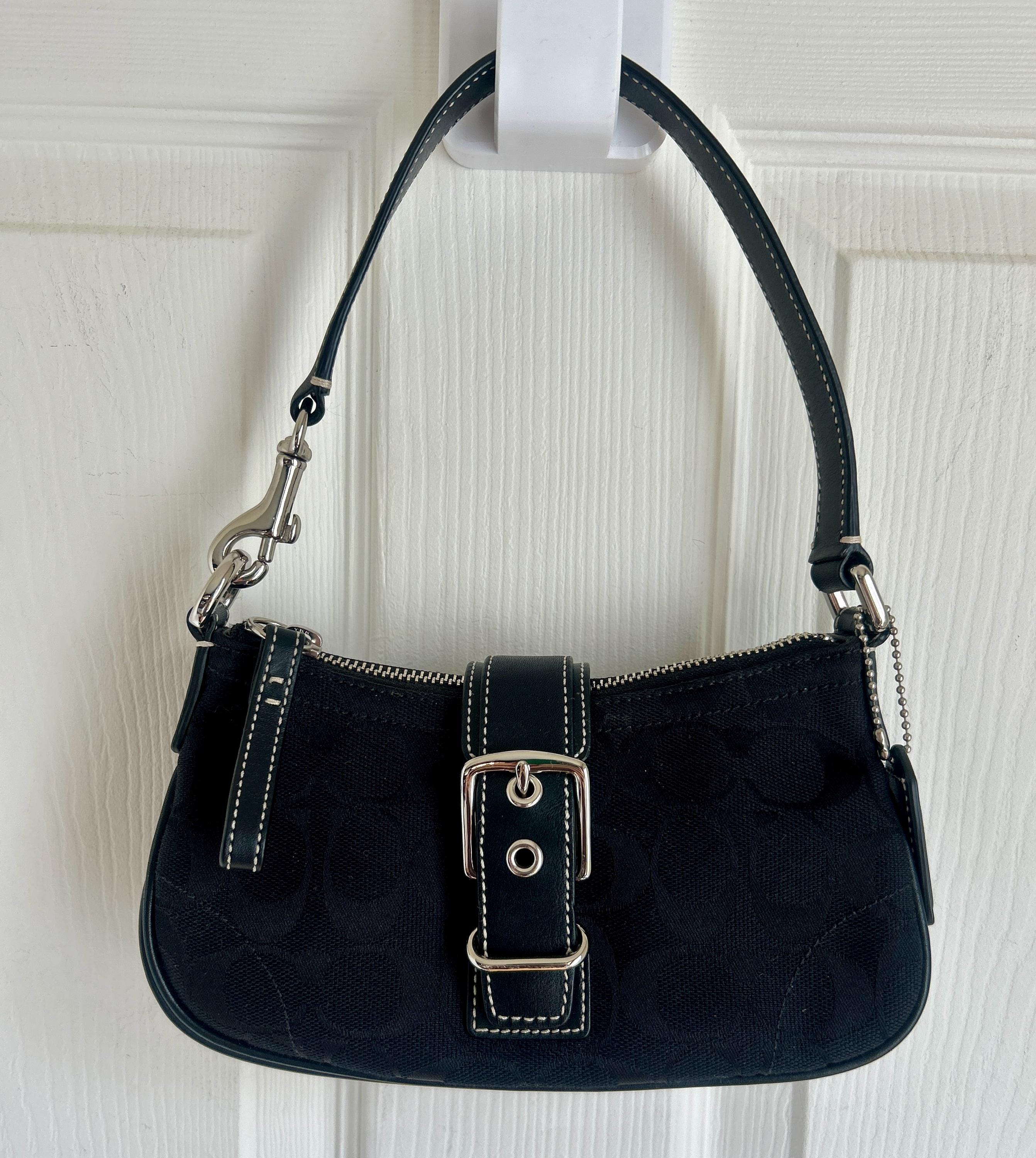 RARE Vintage Coach Demi Black 6362 Hampton Signature Buckle Flap