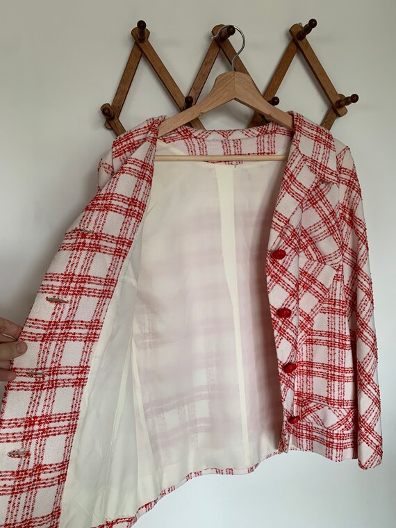 70’s White and Red Plaid Blazer - image 4