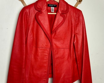 Giacca vintage in pelle rossa