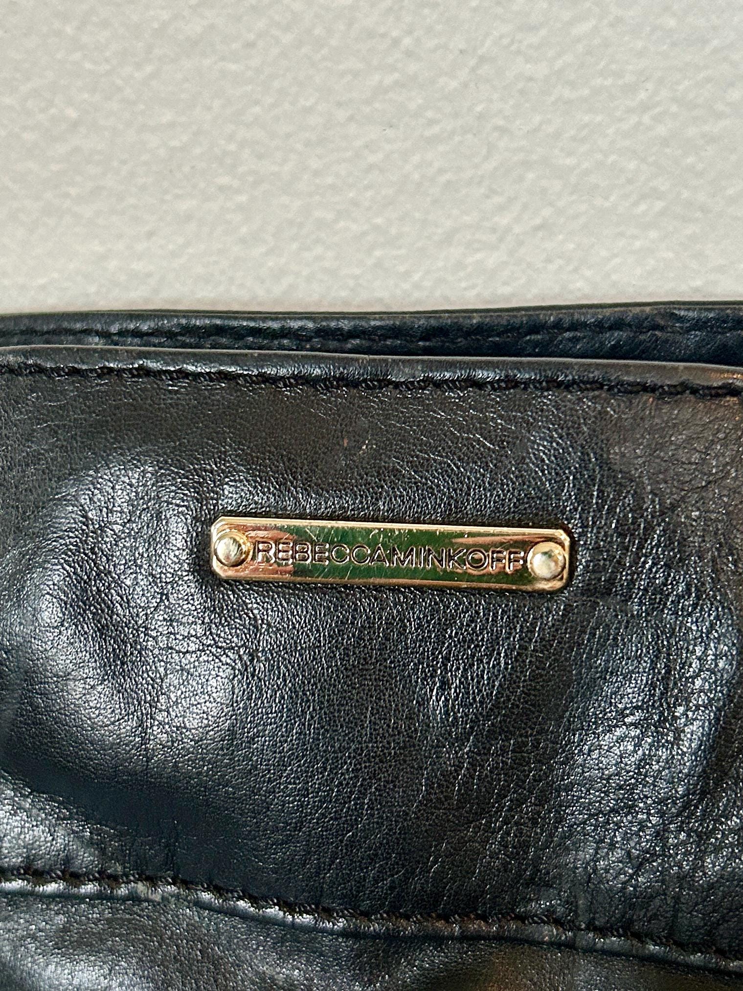 Y2K Rebecca Minkoff Black Leather Shoulder Bag | Gold Chain 