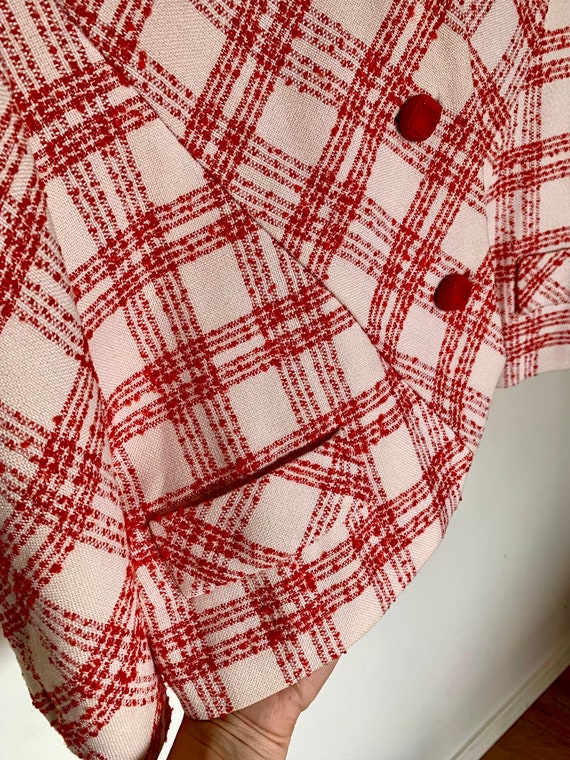 70’s White and Red Plaid Blazer - image 3