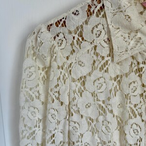 Vintage Cream Spets Westernskjorta | Damskjorta med knappar | Boho-topp i liten storlek bild 4