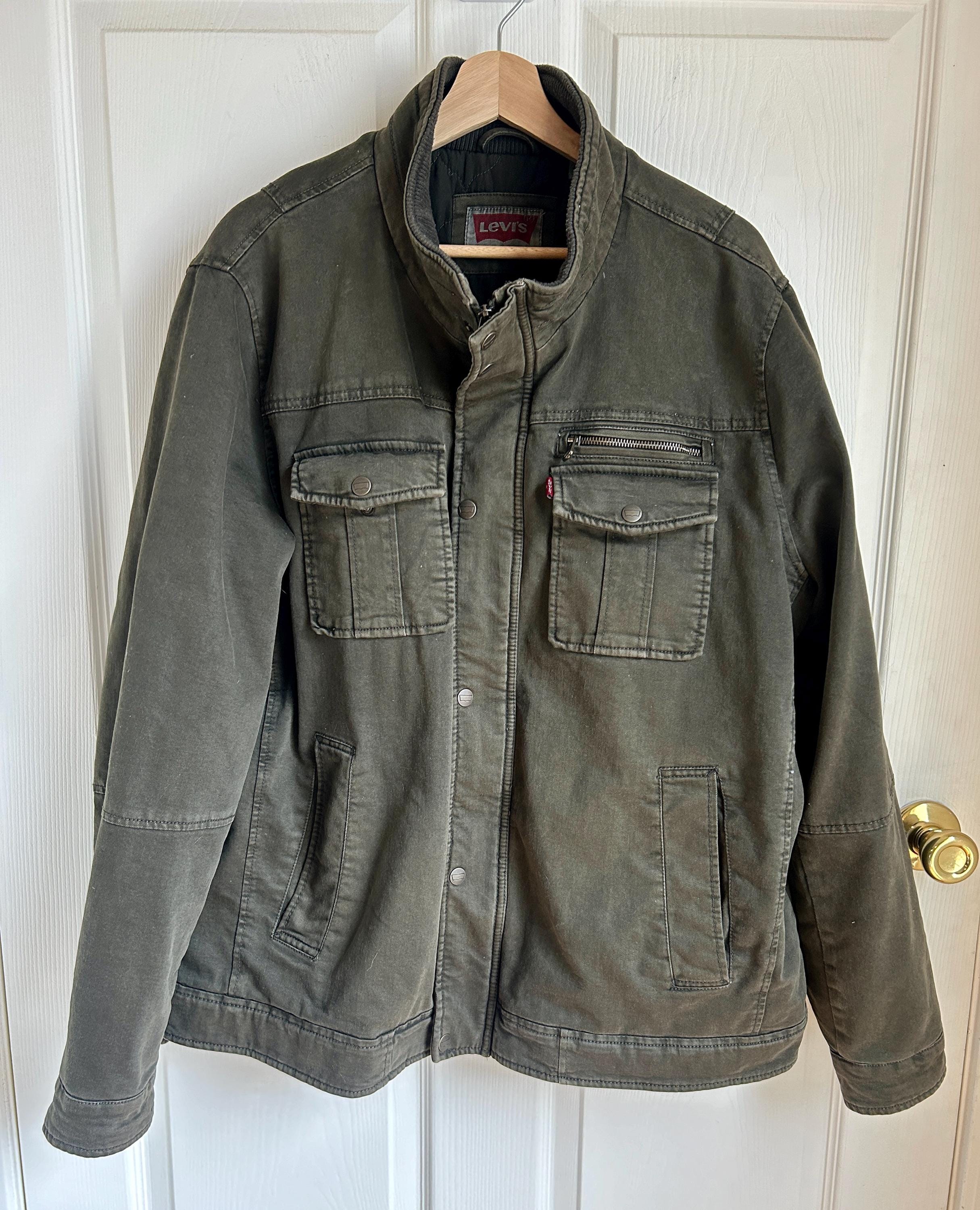 Levi's Men's Washed Cotton Military Jacket Size Extra Large