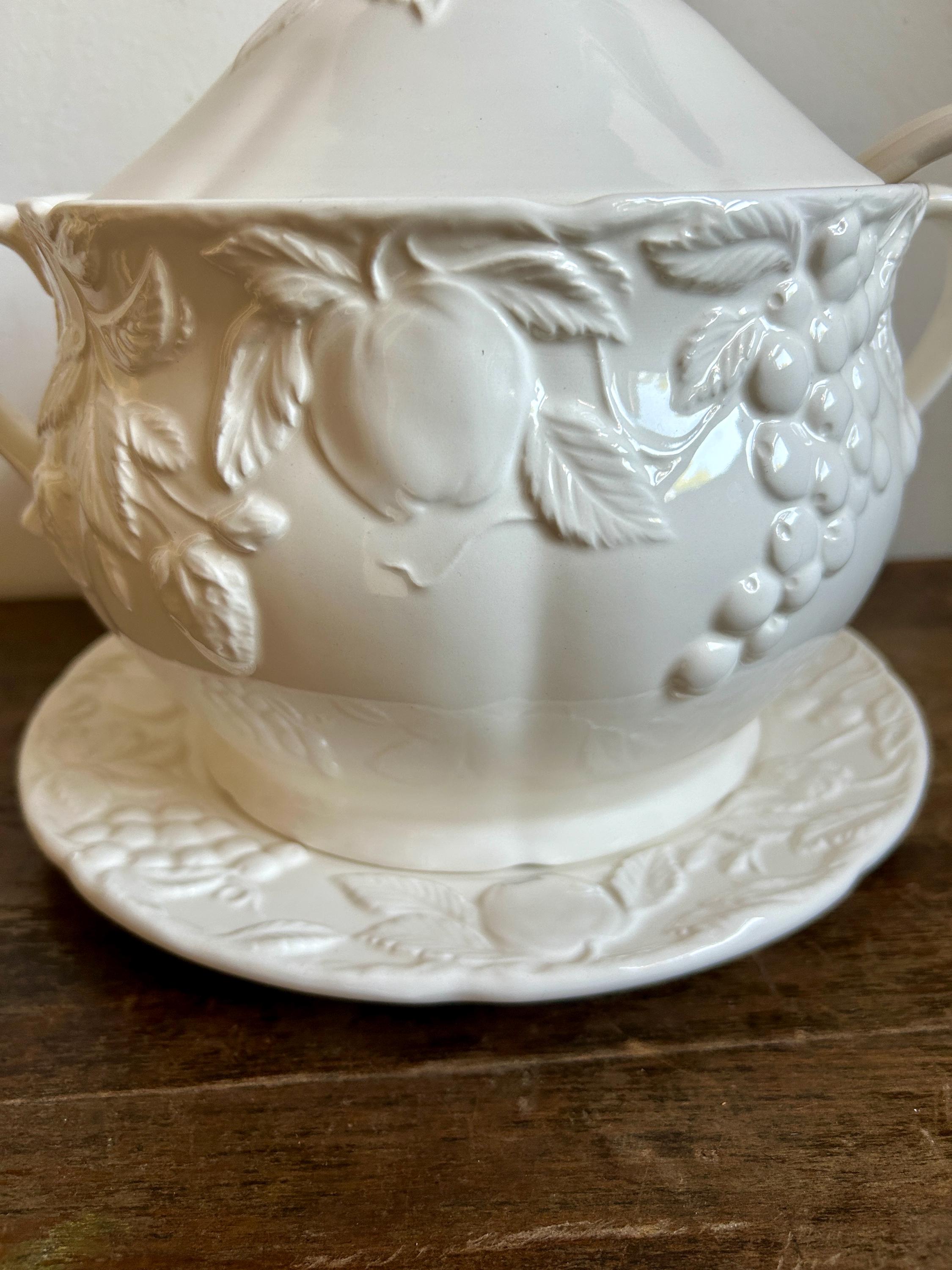 Zuppiera Con Coperchio E Cucchiaio In Ceramica | Capacità 2000ml, Stile Giapponese Bianco | Adatta A Forno E Microonde