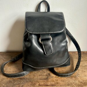 Vintage 1990s Black Faux Leather Mini Backpack Purse With  display picture 2