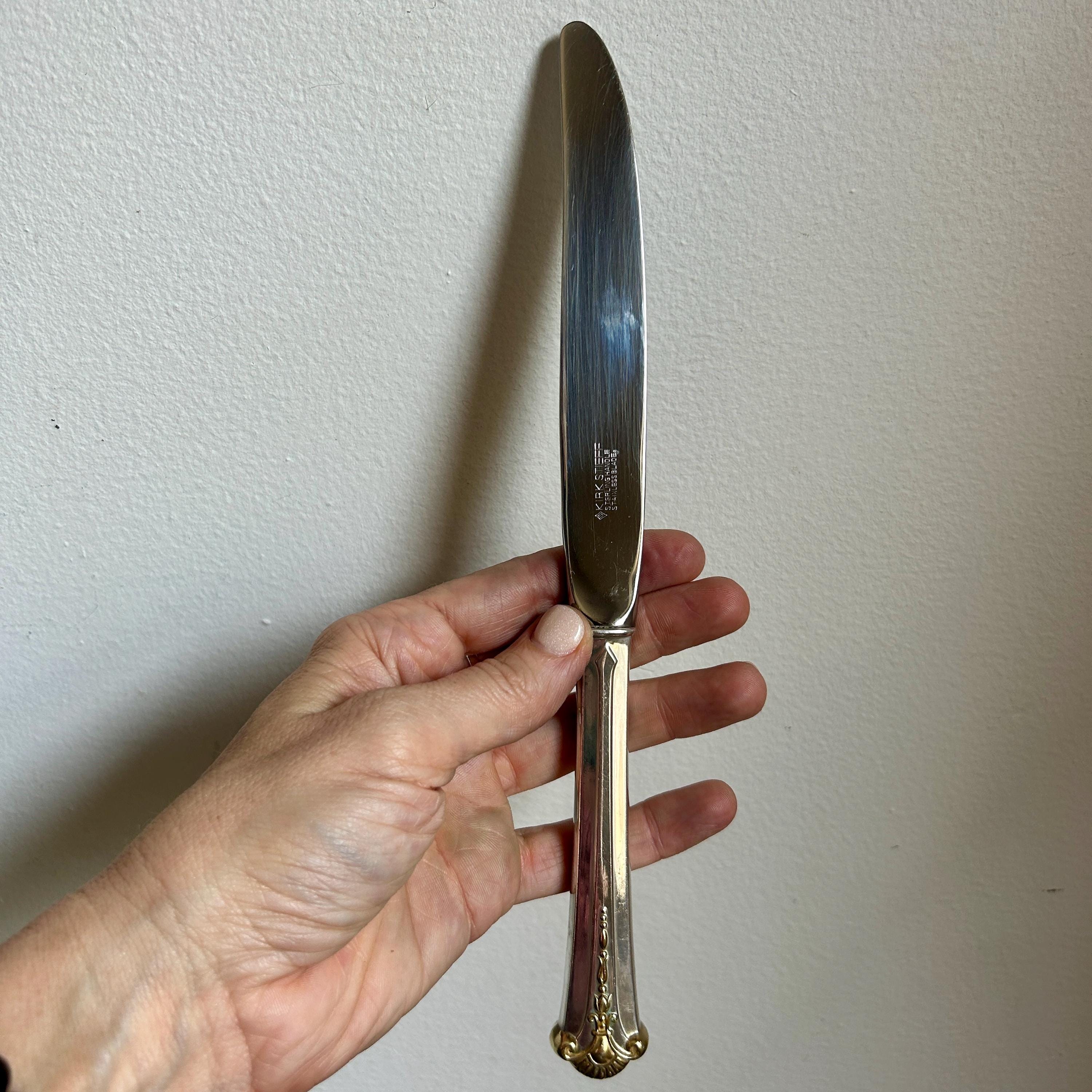 Vintage S Kirk & Son Sterling Silver Dinner Knife | Gold Accent - Etsy