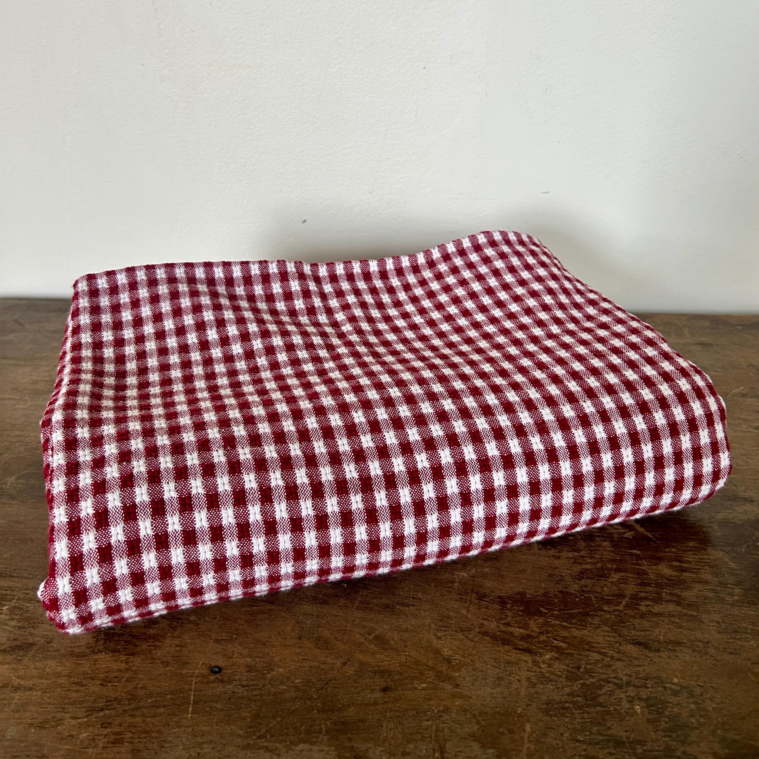 Vintage Burgundy Gingham Tablecloth | Red Check Plaid Table Linen ...