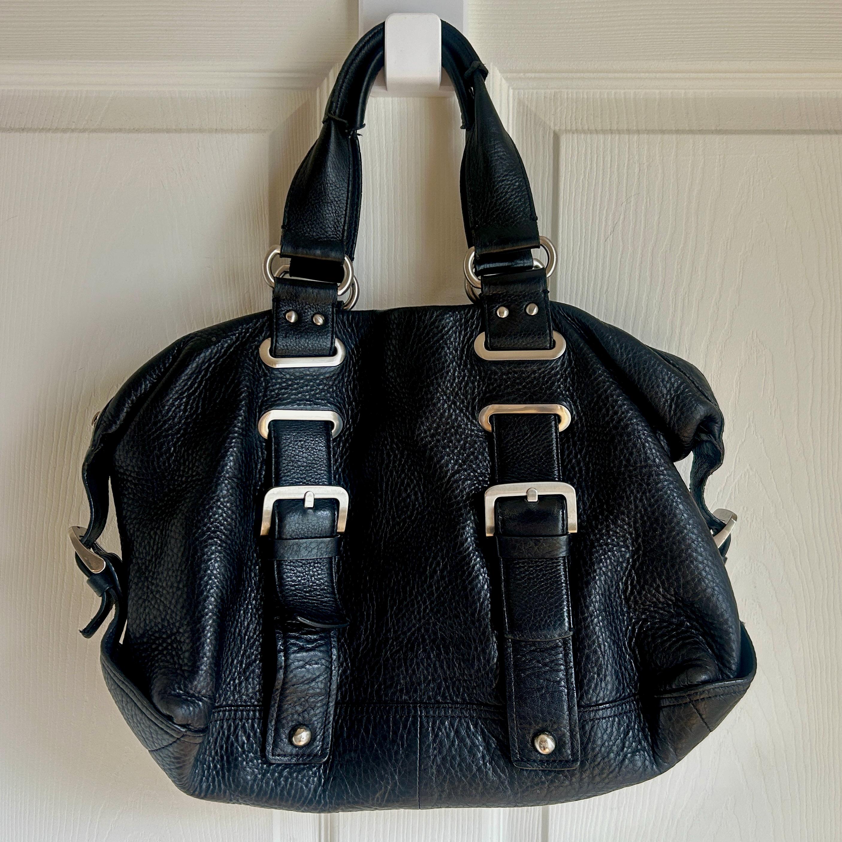 Vintage Kenneth Cole Black Pebble Leather Shoulder Bag | Y2K 