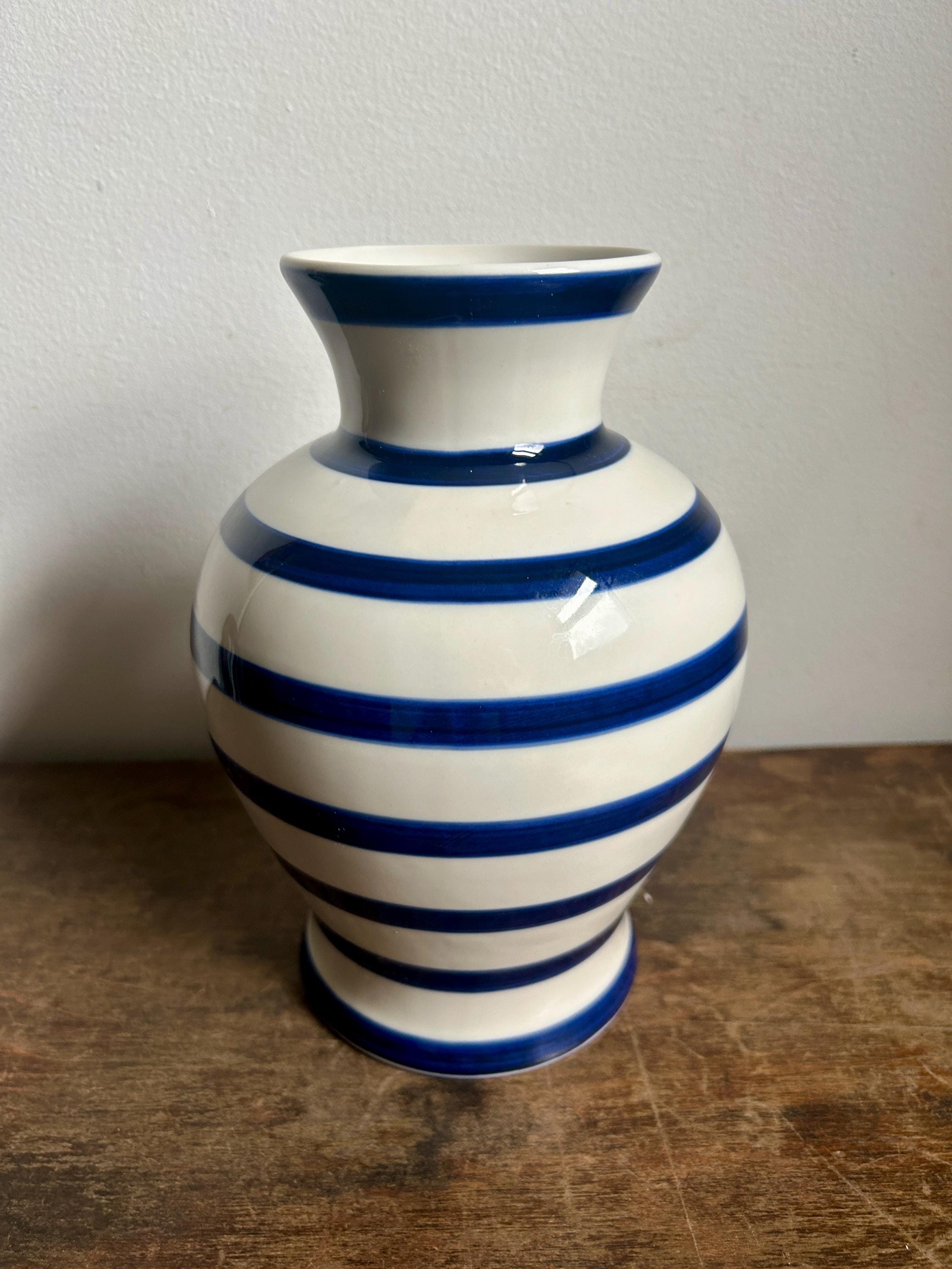 Vintage Blue Striped Vase | English Cottagecore Decor - Etsy