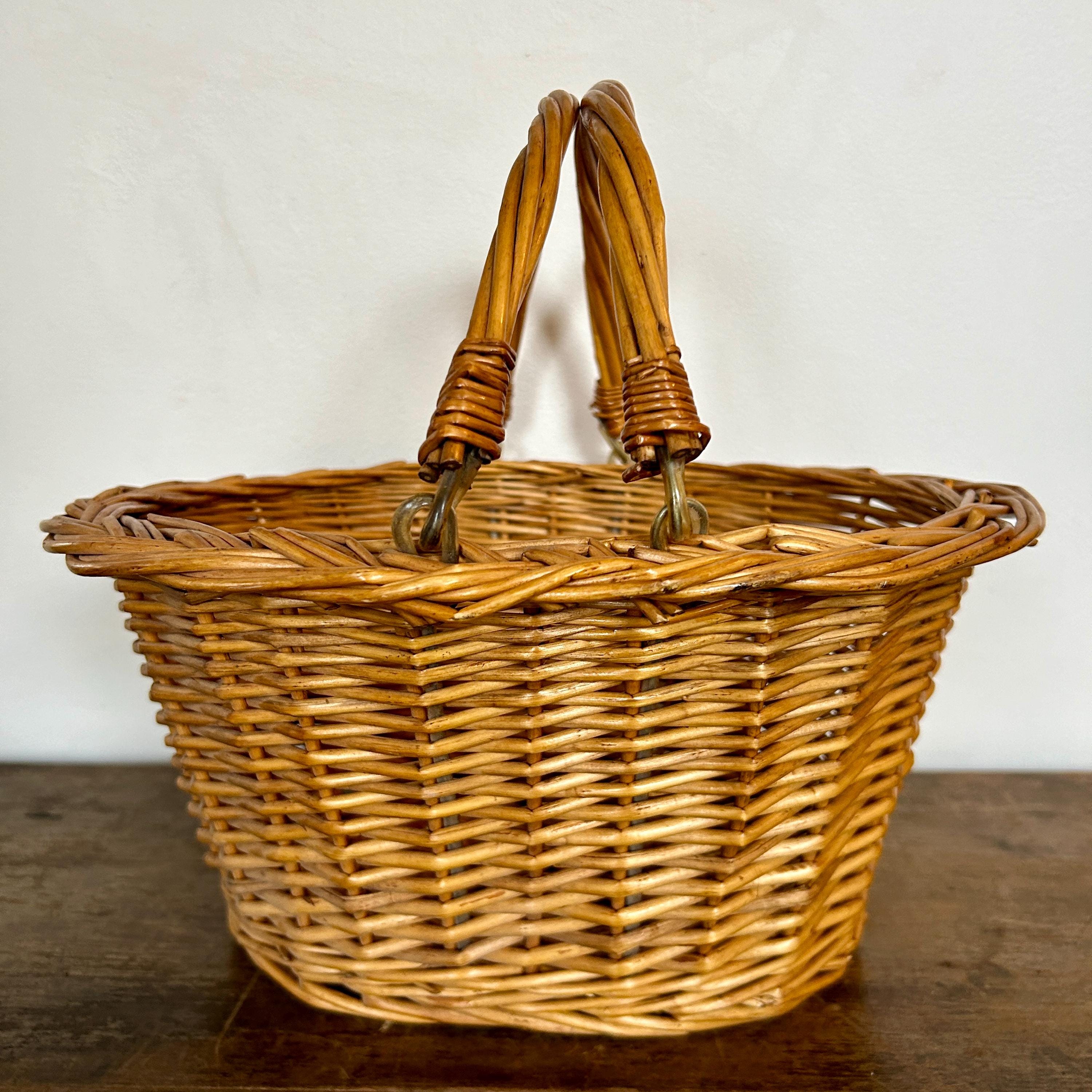* vintage basket ❀ 両側 持ち手の * バスケット Double Handle Antique Basket - Etsy