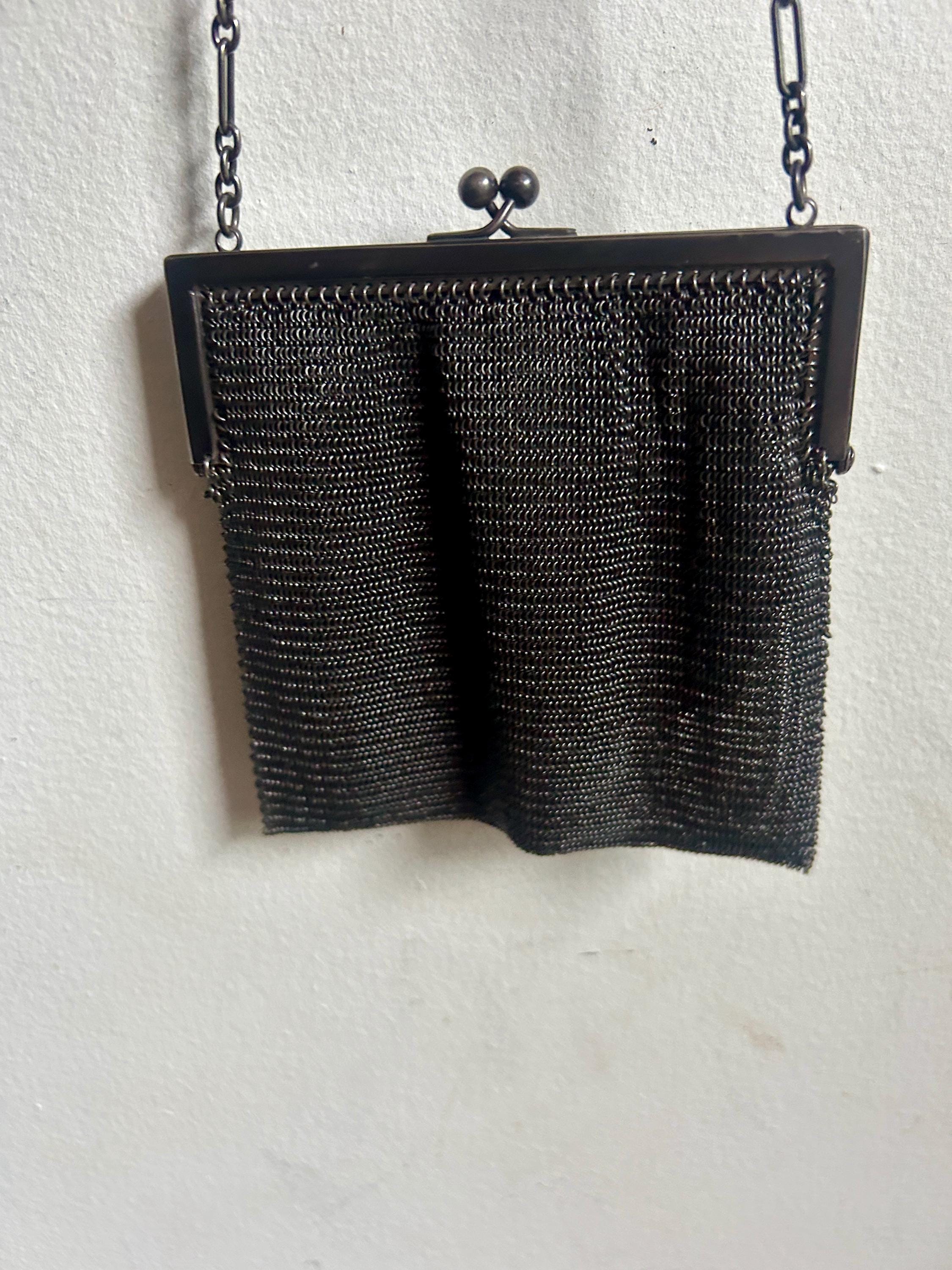 英国アンティーク パース メタル メッシュ リングデザイン チェーン アンティーク コインパース メタル メッシュ リングデザイン